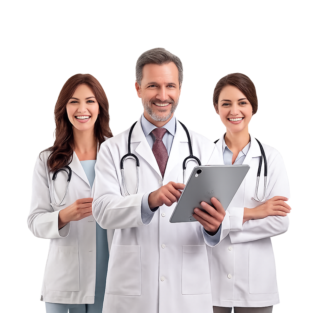 Equipe de médicos conectada pela Gally